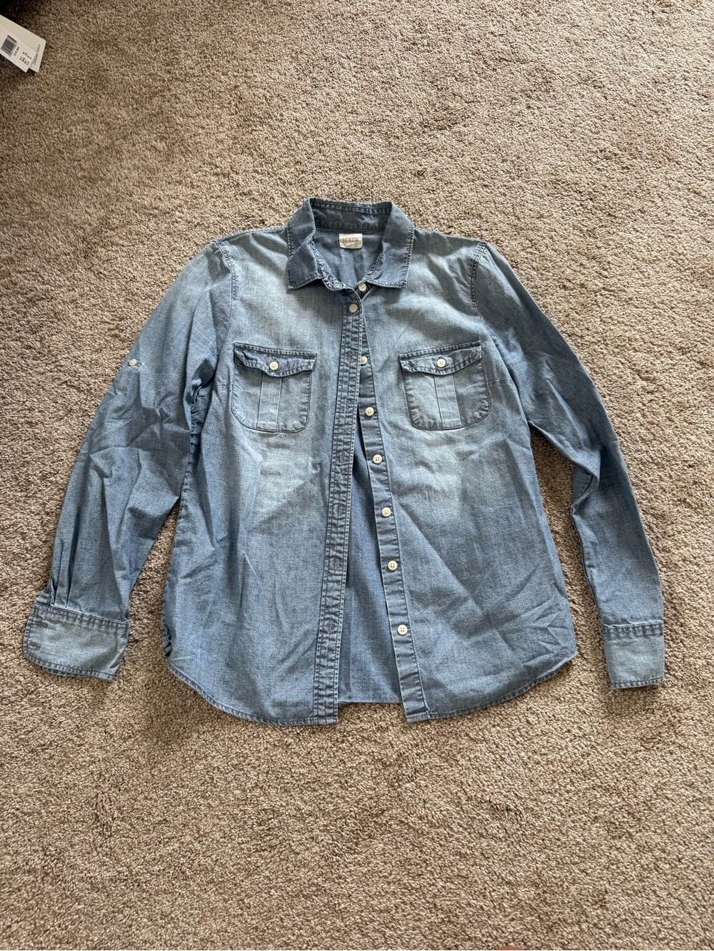 J.Crew Perfect Shirt Denim Button-Down Chambray Shirt Size Small